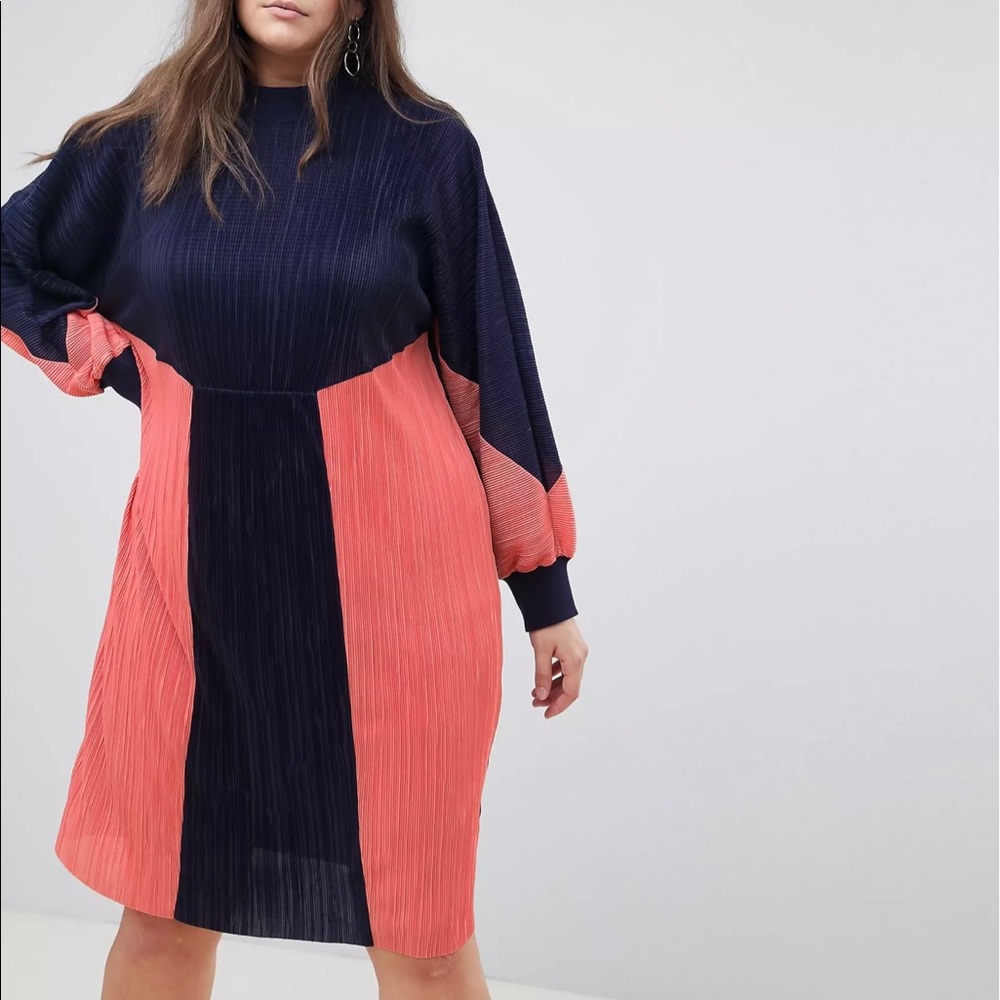 ASOS Curve color block long sleeve dress